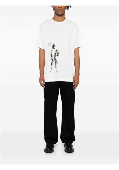 White printed jersey T-shirt Yohji yamamoto - men Yohji Yamamoto | HPT609931